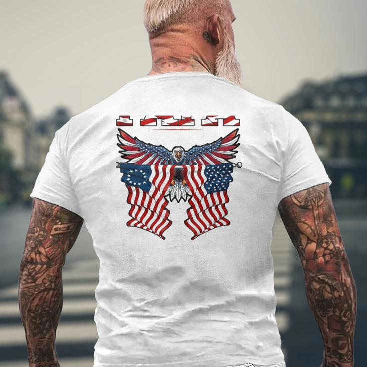 Papa American Flag Eagle Father's Day Mens Back Print T-shirt Gifts for Old Men