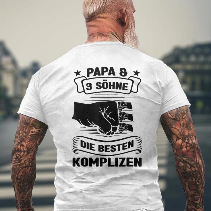 Papa & 3 Söhne Die Besten Komplizen Papa 3 Söhne T-Shirt mit Rückendruck Geschenke für alte Männer