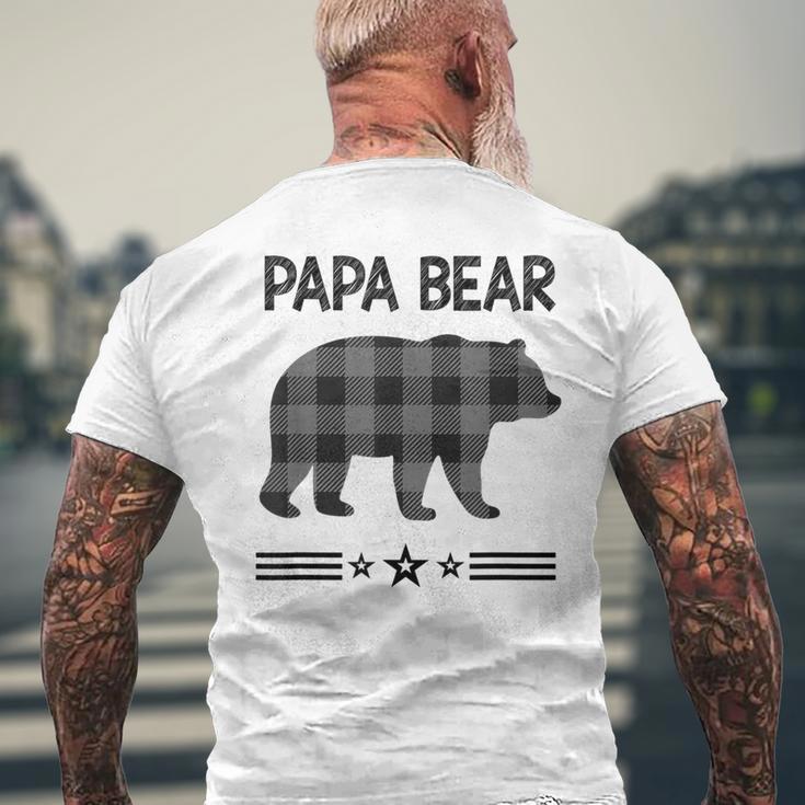 Papa-Bär In Schwarz-Weiß Kariertem Bär T-Shirt mit Rückendruck Geschenke für alte Männer