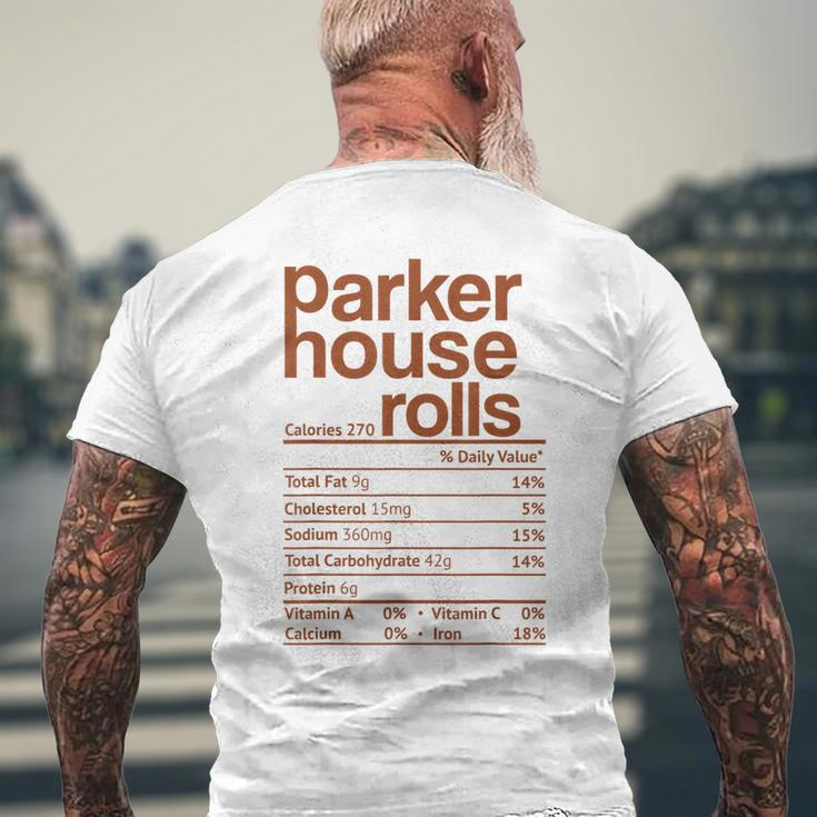 Parker House Rolls Nutrition Facts Thanksgiving Christmas Mens Back Print T-shirt Gifts for Old Men
