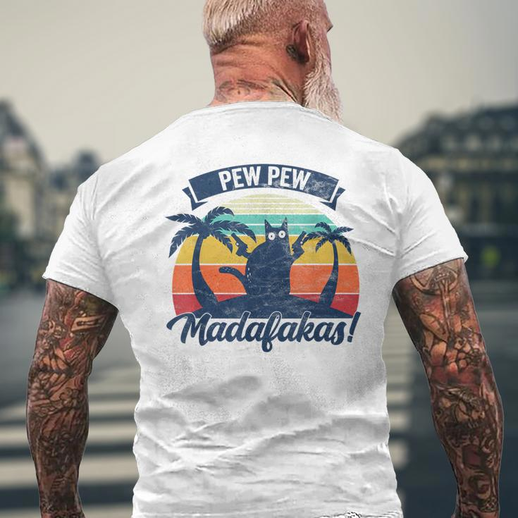 Pew Pew Madafakasintage Cat Fun S T-Shirt mit Rückendruck Geschenke für alte Männer