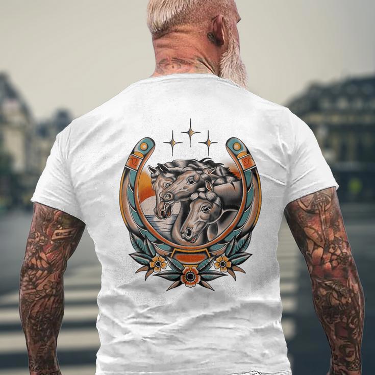 Pharaoh's Horses Vintage Traditional Tattoo Artist Flash Ink Men's T-shirt Back Print Gifts for Old Men