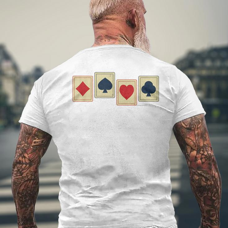 Poker Playing Cards Four Aces Spade Diamond Clover Heart Men's T-shirt Back Print Gifts for Old Men