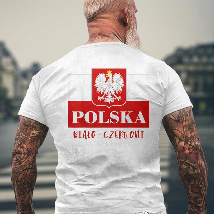 Polska Bialo-Czerwoni Polnische Flagge Polnisches Emblem Weißer Adler T-Shirt mit Rückendruck Geschenke für alte Männer