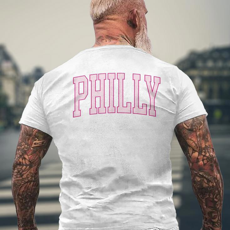 Preppy Varsity Pink Philly Philadelphia Pennsylvania Pa Men's T-shirt Back Print Gifts for Old Men