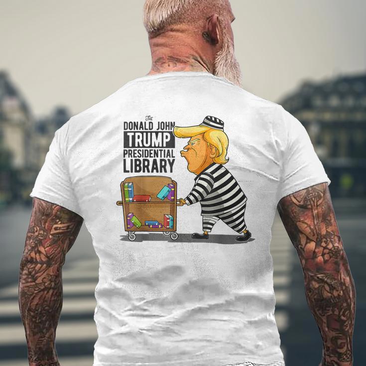 Prison Trump Presidential Library Anti Trump Mens Back Print T-shirt Gifts for Old Men