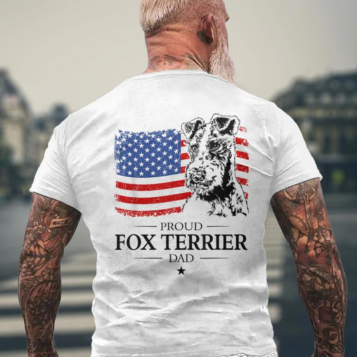 Proud Fox Terrier Dad American Flag Dog Men's T-shirt Back Print Gifts for Old Men