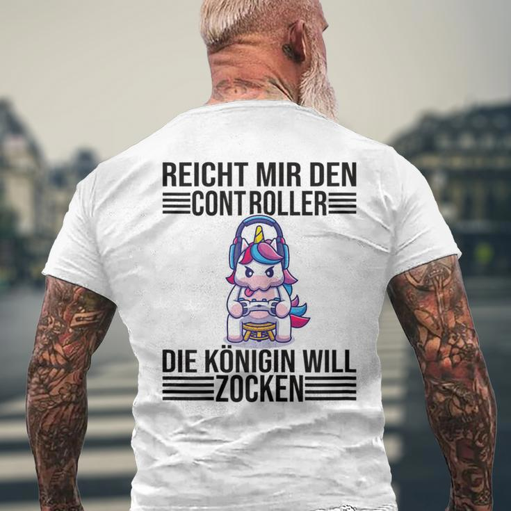 Ps5 Console Gamer Zocken Reichmir Den Controller Queen Going T-Shirt mit Rückendruck Geschenke für alte Männer