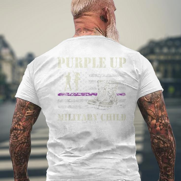 Purple Up Military Child Kids Army Dad Us Flag Retro Mens Back Print T-shirt Gifts for Old Men