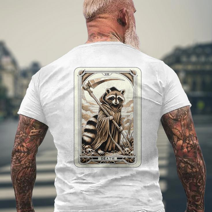 Raccoon Tarot Card Death Witchcraft Occult Raccoon Men's T-shirt Back Print Gifts for Old Men