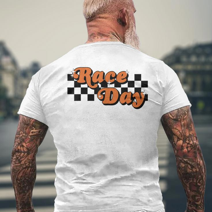 Race Day Checkered Flag Racing Driver Cheer Mama Men's T-shirt Back Print Gifts for Old Men