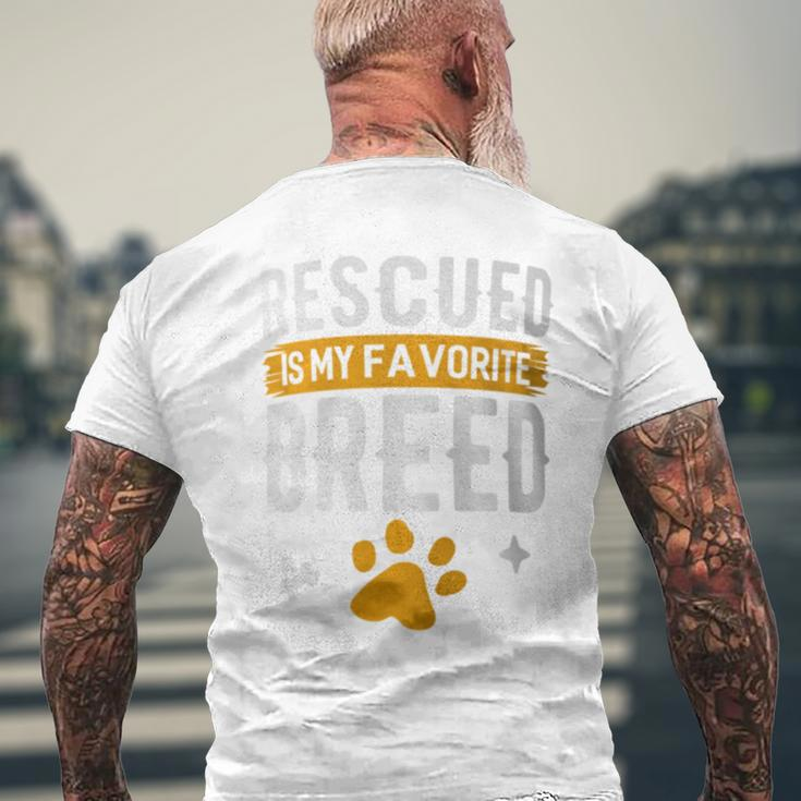 Rescued Is My Favorite Breed Animal Rescue Foster Men's T-shirt Back Print Gifts for Old Men