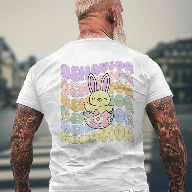 Retro Bcba Easter Chick Behavior Analyst Aba Rbt Behaviorist Men's T-shirt Back Print Gifts for Old Men
