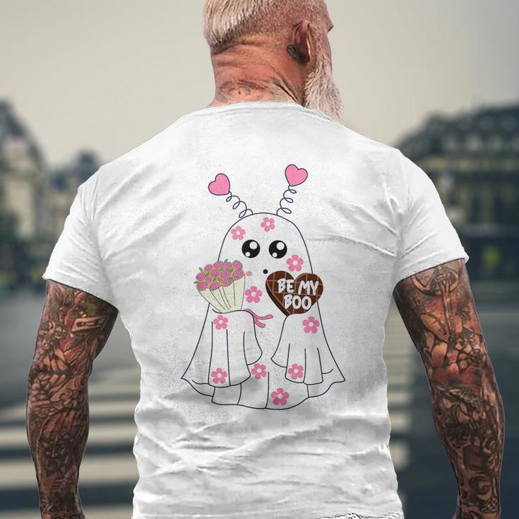 Retro Be My Boo Cute Ghost With Balloon Valentines Day Men's T-shirt Back Print Gifts for Old Men