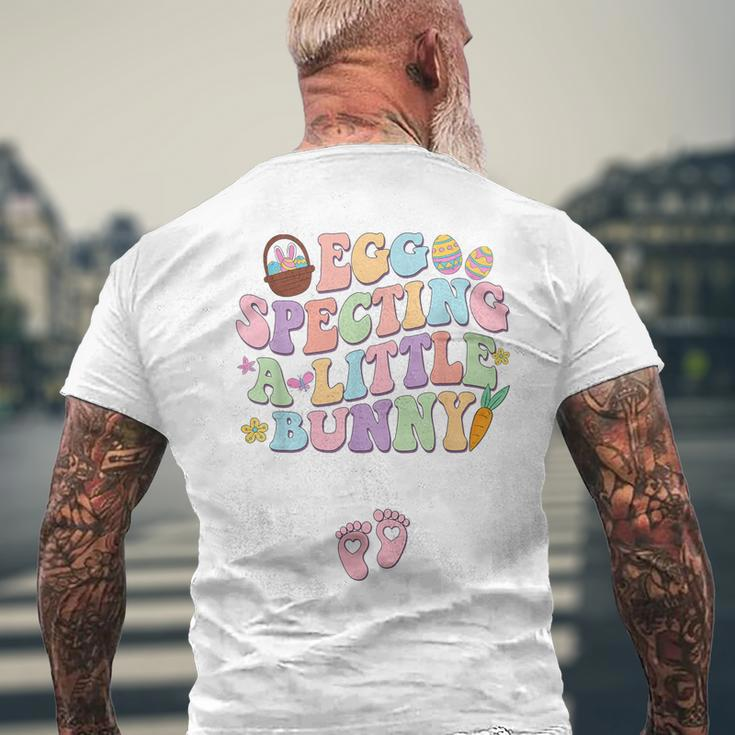 Retro Eggspecting Little Bunny Easter Pregnancy Announcement Men's T-shirt Back Print Gifts for Old Men