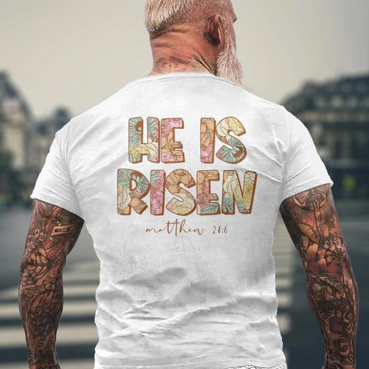 He Is Risen Easter Spring Florals Men's T-shirt Back Print Gifts for Old Men