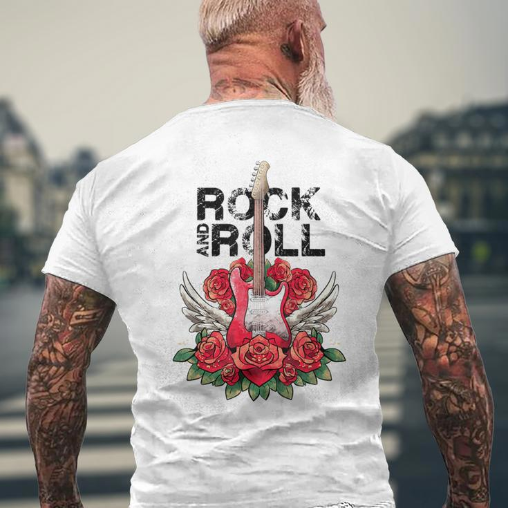 Lets Rock Rock&Roll Vintage Electric Guitars Rock Concert Men's T-shirt Back Print Gifts for Old Men