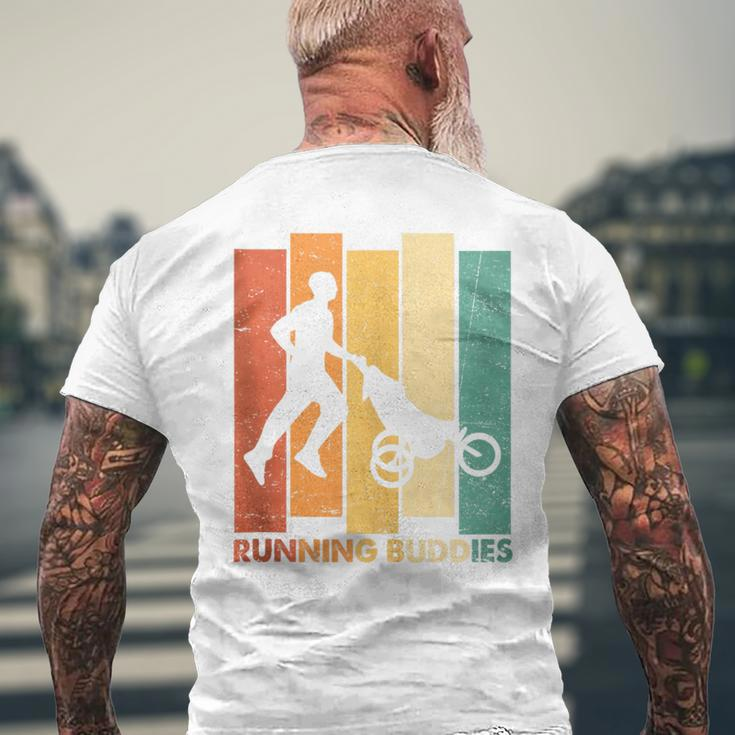 Running Buddies Buggy Baby Stroller Dad Vintage Runner Men's T-shirt Back Print Gifts for Old Men