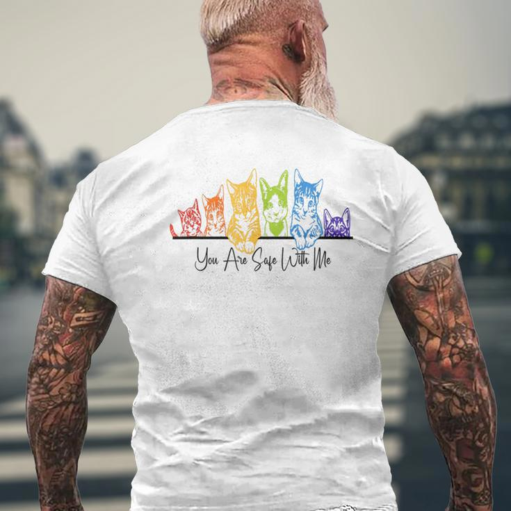 You Are Safe With Me Cats Pride Parade Lgbt Equal Rights Men's T-shirt Back Print Gifts for Old Men