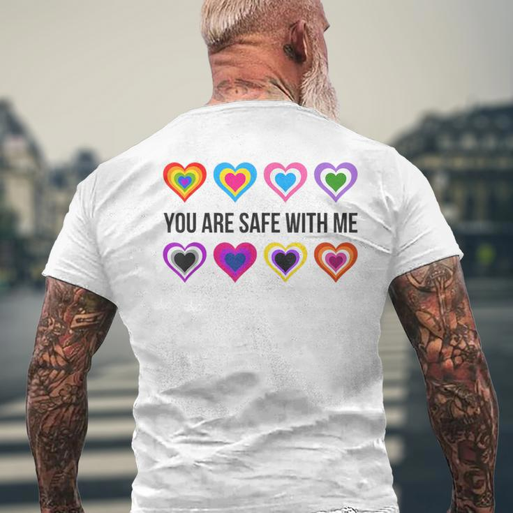 You Are Safe With Me Lesbian Trans Bi Pansexual Non Binary Men's T-shirt Back Print Gifts for Old Men