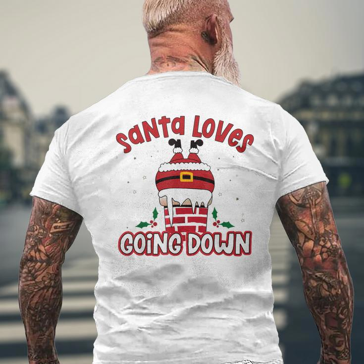 This Santa Loves Going Down Christmas Mens Back Print T-shirt Gifts for Old Men
