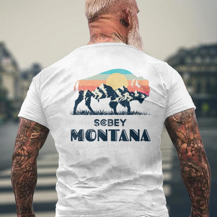 Scobey Montana Vintage Hiking Bison Nature Men's T-shirt Back Print Gifts for Old Men