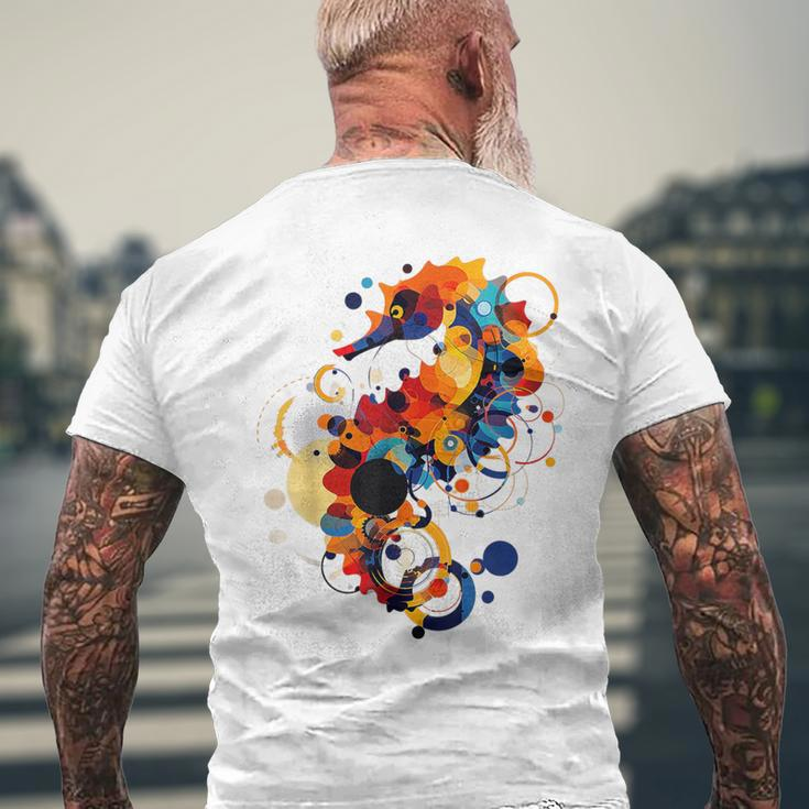 Seepferdchen Abstrakte Tier Geometrische Kunst Seepferdchen T-Shirt mit Rückendruck Geschenke für alte Männer