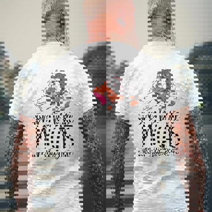 Sorry I'm Late My Cats Were Sitting On Me Cat Dad Cat Lover Mens Back Print T-shirt Gifts for Old Men