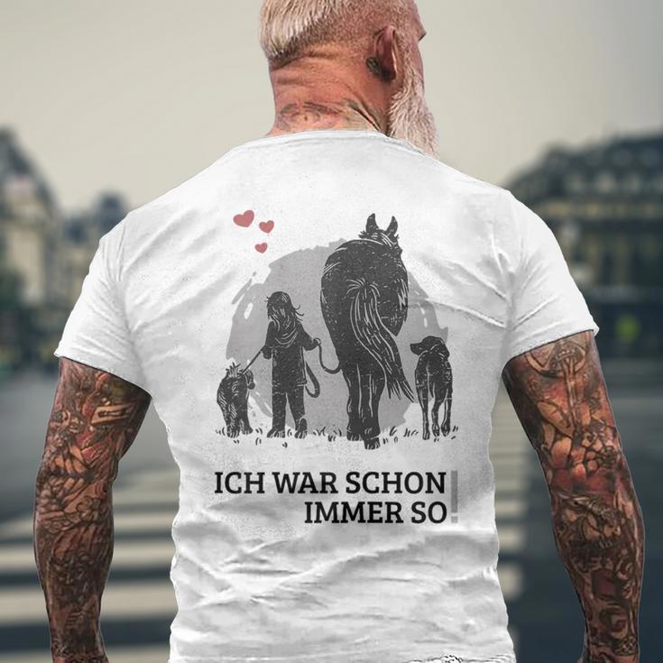 Spaziergang Pferd Hund Mädchen Pferdemensch T-Shirt mit Rückendruck Geschenke für alte Männer