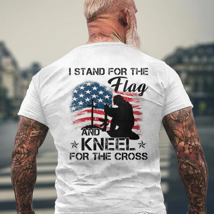 I Stand For The Flag And Kneel For The Cross July 4Th Men's T-shirt Back Print Gifts for Old Men