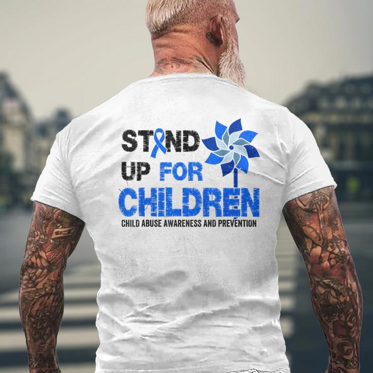 Stand-Up For Children Child Abuse Prevention Awareness Month Men's T-shirt Back Print Gifts for Old Men