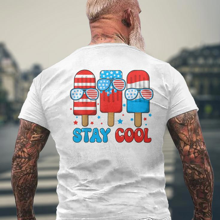 Stay Cool 4Th July Popsicle Usa Flag Boy Toddler Men's T-shirt Back Print Gifts for Old Men