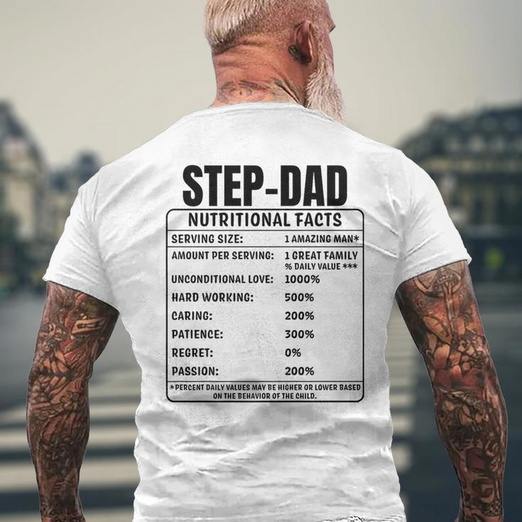 Step-Dad Nutrition Facts Fathers Day Bonus Papa Dada Men's T-shirt Back Print Gifts for Old Men