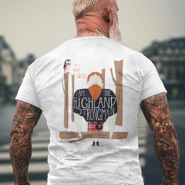 Strongman Barbell Scottish Kilt Scotland Athlete Log Vintage Men's T-shirt Back Print Gifts for Old Men
