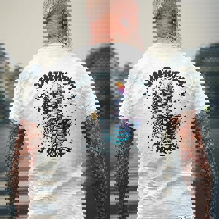 Summerween Vibes Skeleton Ice Cream Summer Vacation Men's T-shirt Back Print Gifts for Old Men