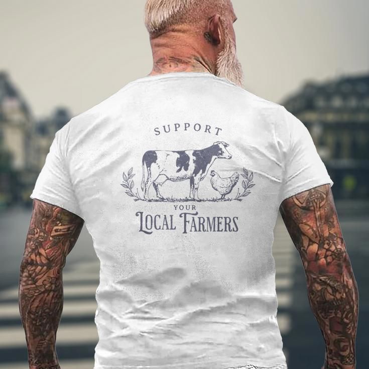 Support Your Local Cattle Rancher Farmer Country Farm Life Men's T-shirt Back Print Gifts for Old Men