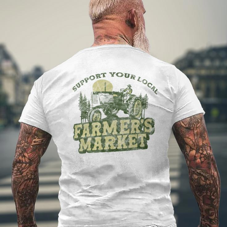 Support Your Local Farmers Market Vintage Tractor Retro Men's T-shirt Back Print Gifts for Old Men