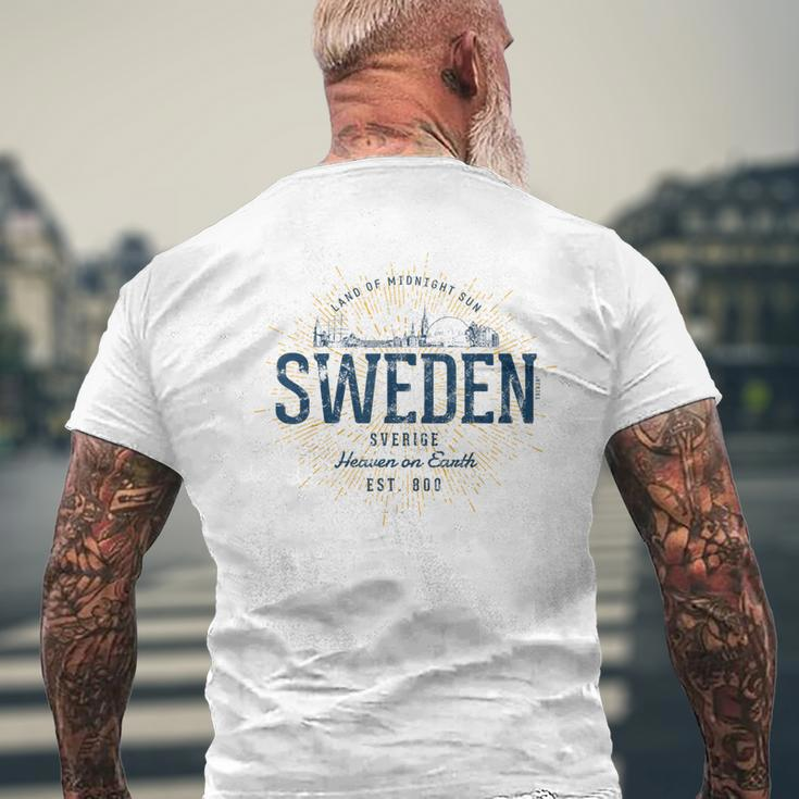Sweden Retro Style Vintage Sweden White S T-Shirt mit Rückendruck Geschenke für alte Männer