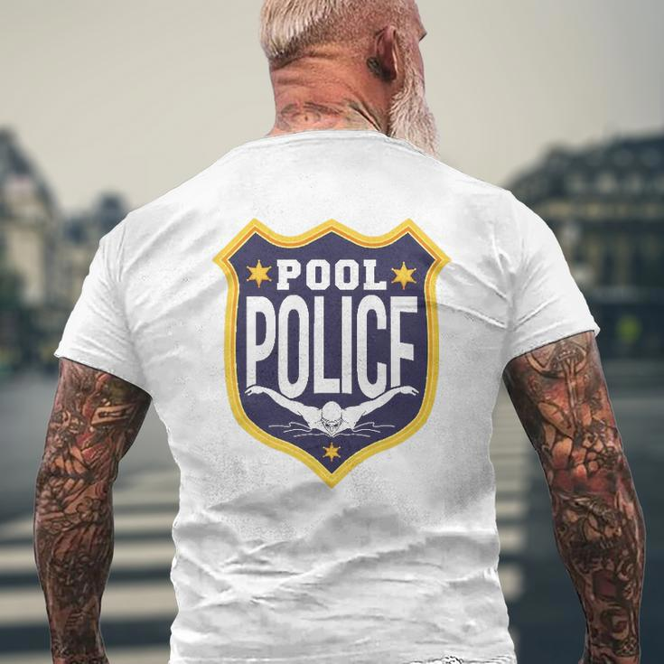 Swimming Swimmer Swim Pool Police Coach Dad Mens Back Print T-shirt Gifts for Old Men