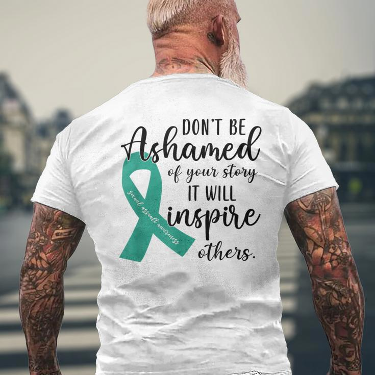 Teal Ribbon Support Squad Sexual Assault Awareness Month Men's T-shirt Back Print Gifts for Old Men