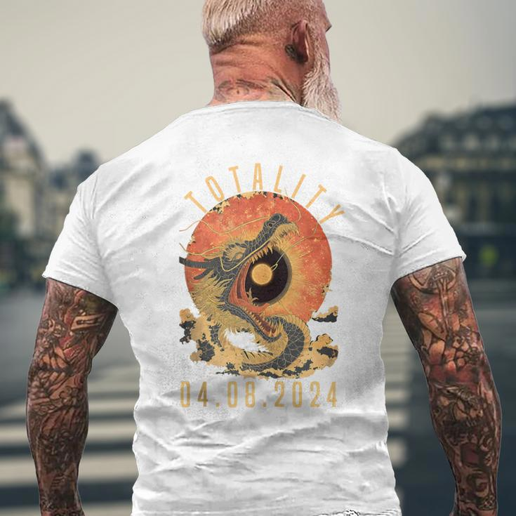 Totality 04082024 Dragon & Sun Solar Eclipse April 8 2024 Men's T-shirt Back Print Gifts for Old Men
