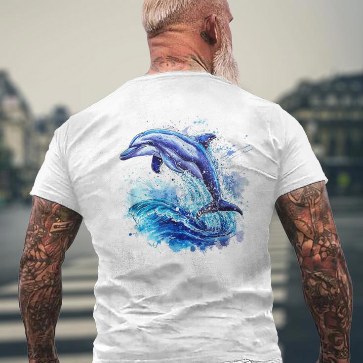 Underwater World With Dolphin T-Shirt mit Rückendruck Geschenke für alte Männer