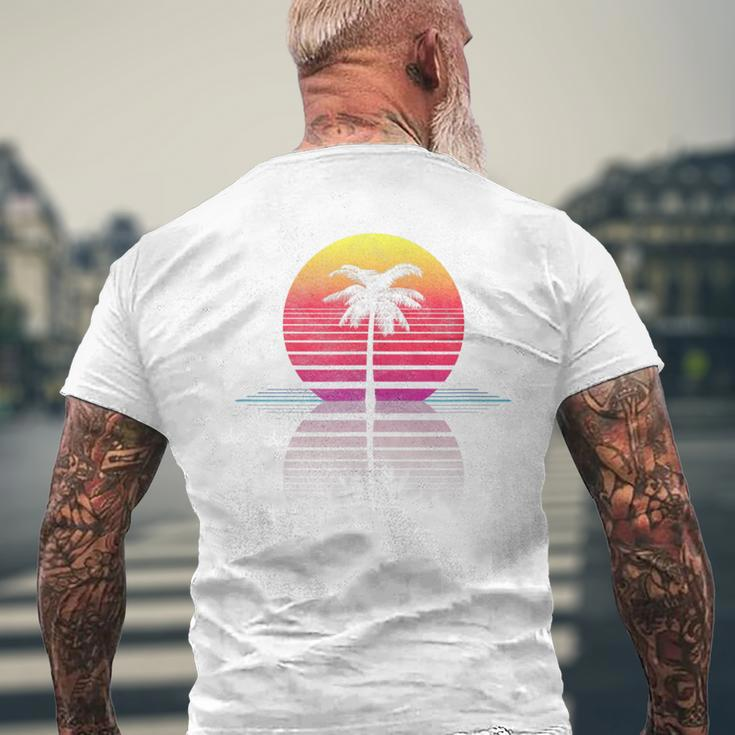 Vintage 80S 90S Retro Surf Outrun Sun Synthwave Palm Tree Men's T-shirt Back Print Gifts for Old Men