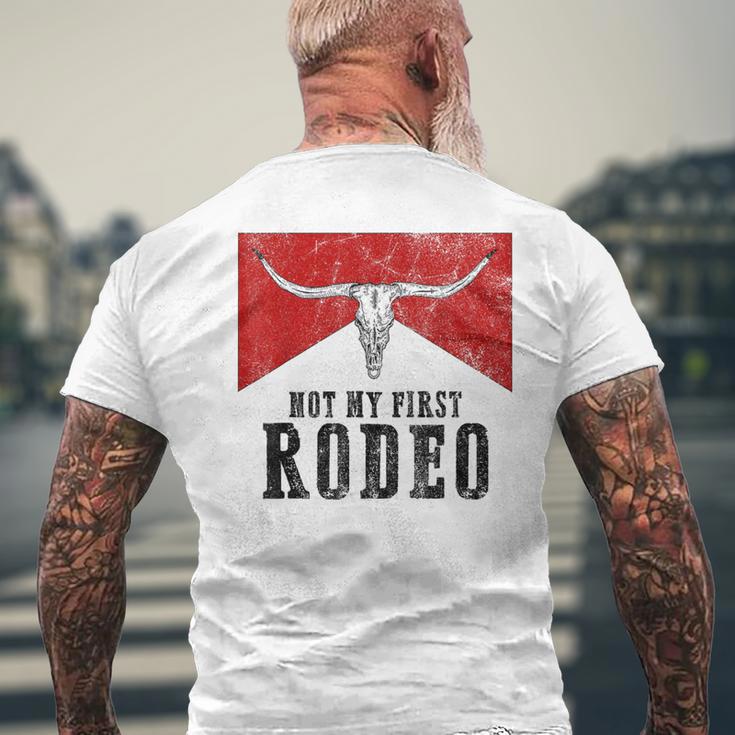 Vintage Bull Skull Western Life Country Not My First Rodeo Men's T-shirt Back Print Gifts for Old Men