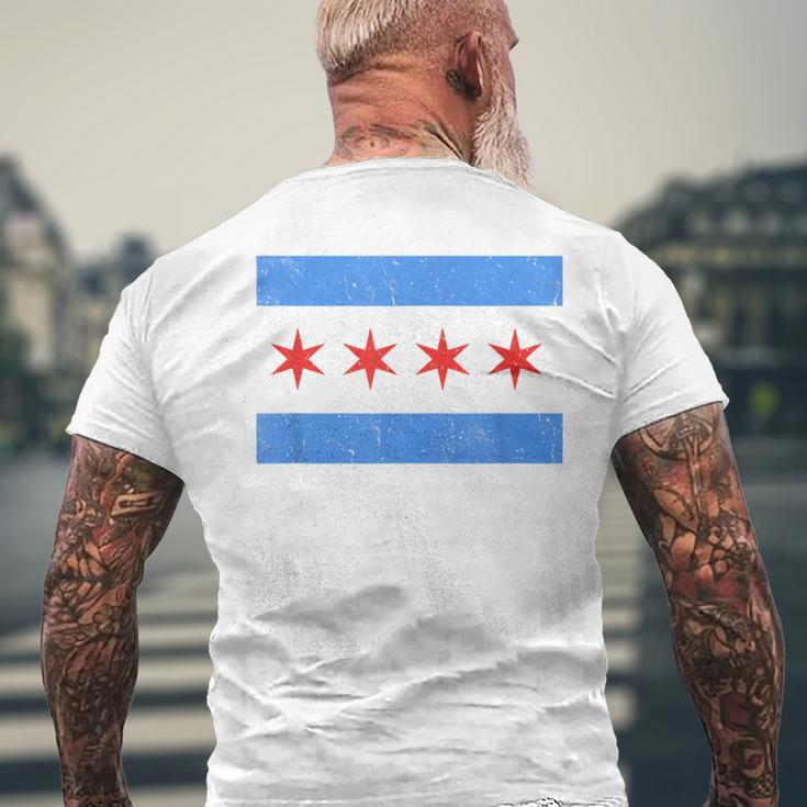 Vintage Distressed Chicago City Flag Men's T-shirt Back Print Gifts for Old Men