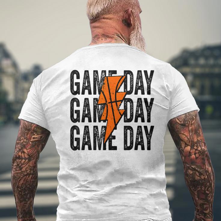 Vintage Game Day Basketball Lightning Bolt Team Sport Men's T-shirt Back Print Gifts for Old Men