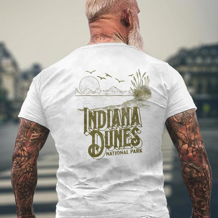 Vintage Indiana Dunes National Park Retro 80S Minimalist Mens Back Print T-shirt Gifts for Old Men