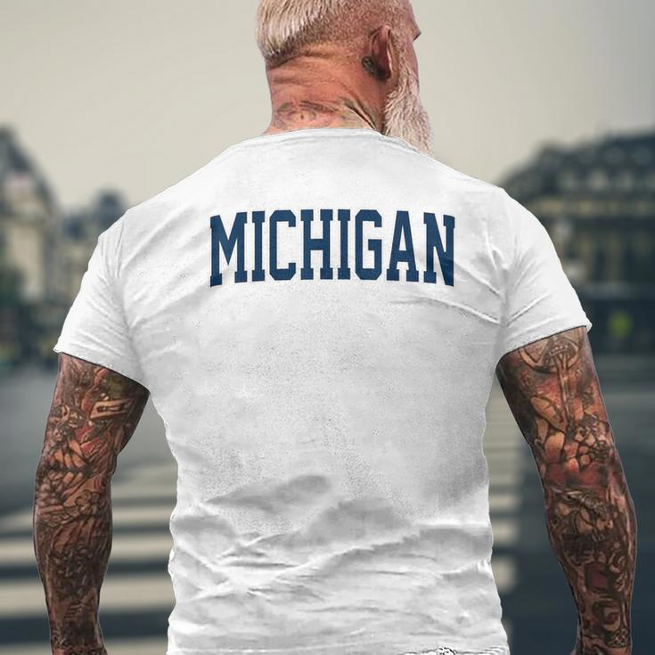Vintage Michigan Blue Maize Retro Font Michigan Men's T-shirt Back Print Gifts for Old Men
