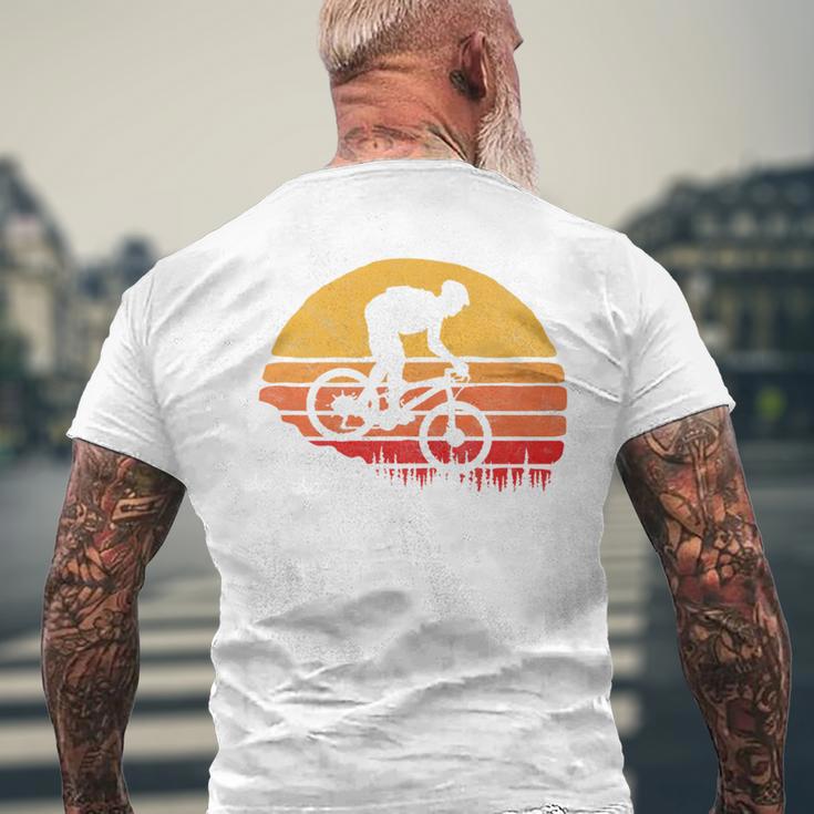 Vintage Mountain Biking Outdoor Retro Sunset Graphic Men's T-shirt Back Print Gifts for Old Men