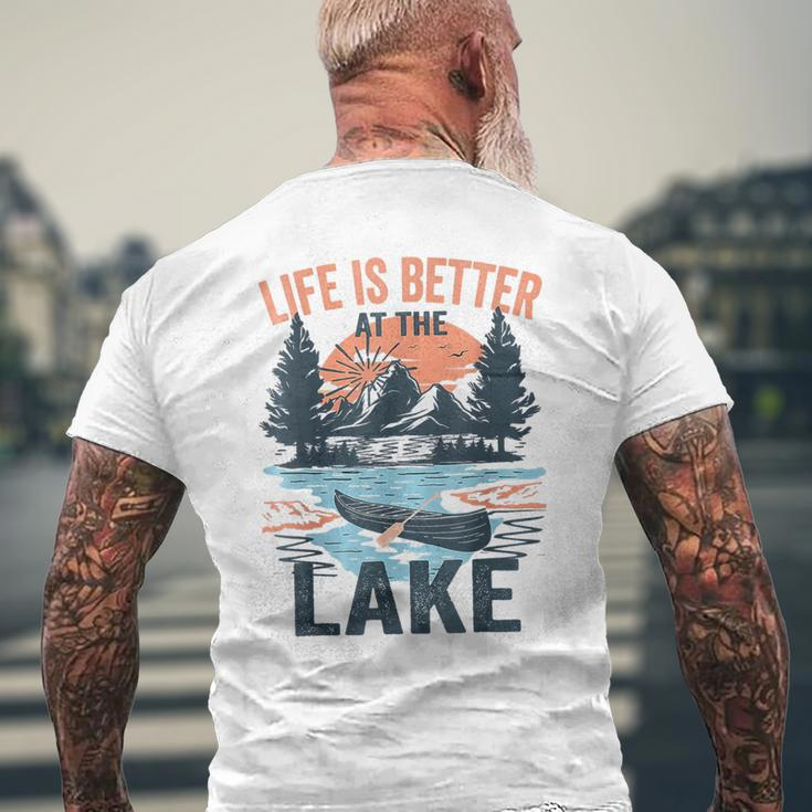 Vintage Retro Life Is Better At The Lake Lake Life Men's T-shirt Back Print Gifts for Old Men